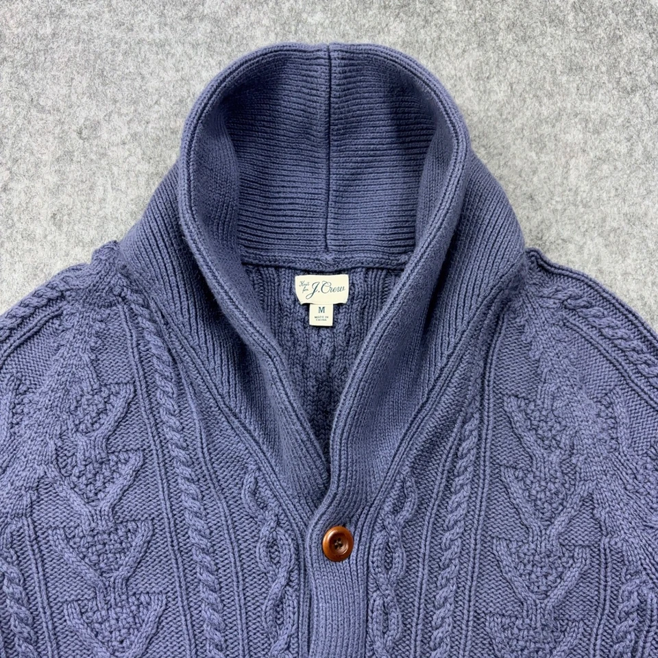Cárdigan Suéter Tejido con Cable J.Crew Para Hombres Medio Chal Cuello Grueso Algodón M Foto 3 de 4