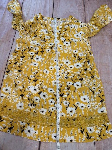 Abito donna taglia grande corona ed edera rayon floreale giallo bohemien contadino - Foto 6 di 6