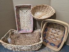 Lot of 4 Small Wicker Type Baskets For Crafts or Display Handle Colored Mix
