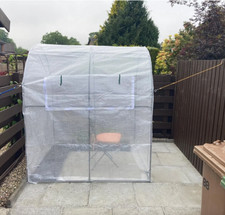 Walk In Garden Greenhouse Small Polytunnel Plant Grow House Roll Up Door Cover