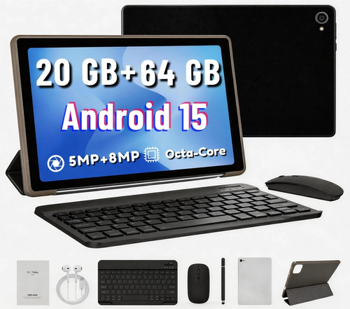 10.1 inch Android 15 Tablet 20GB RAM 64GB ROM Octa-Core Dual Camera IPS LCD HD - Picture 1 of 9