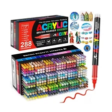 288 Colors Acrylic Paint Markers Soft Brush Tip, Water-Based Paint Pens with ...