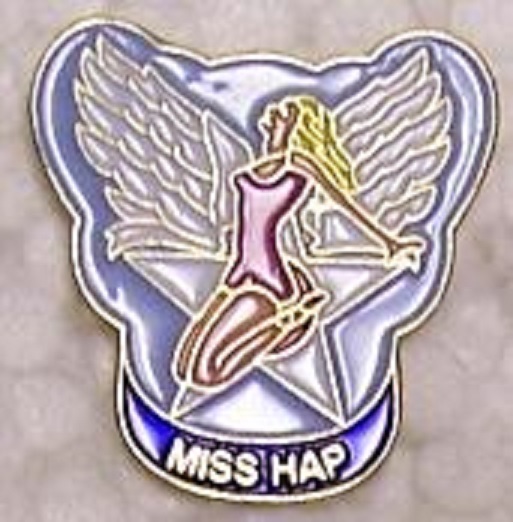 Vintage USAF Miss Hap Nose Art Hat Pin Lapel Push Pin Military Air Force-image