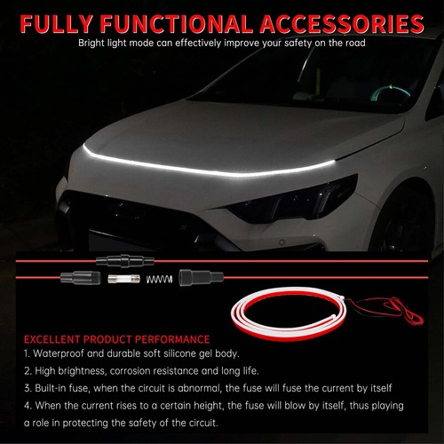 For Cadillac CT5 CT4 CTS-V 71"White Car Hood Light Exterior LED Strip Lights DRL - Picture 4 of 13