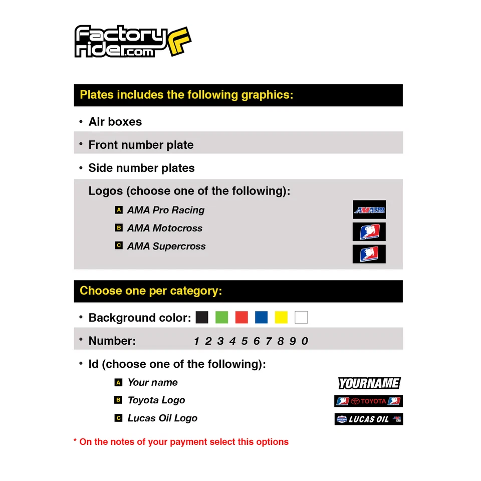 2006-2017 年 YAMAHA YZ 125-250 BTO Dirt 自行车图形定制编号板 — 第 3/4 张图片