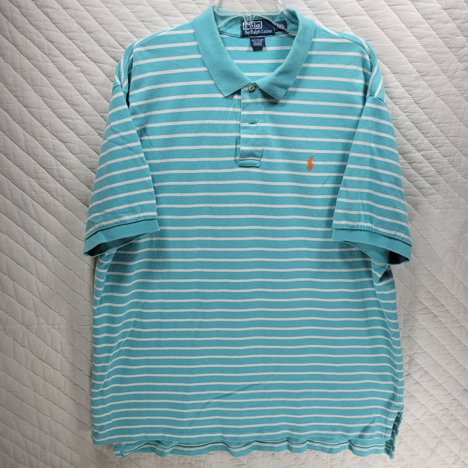 Polo Ralph Lauren camicia uomo XXL 2XL blu bianco arancione pony leggera accademia preppy