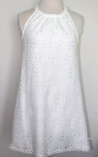 Women's Dress Jaime White Lace Overlay Lined Knee Length Size Small