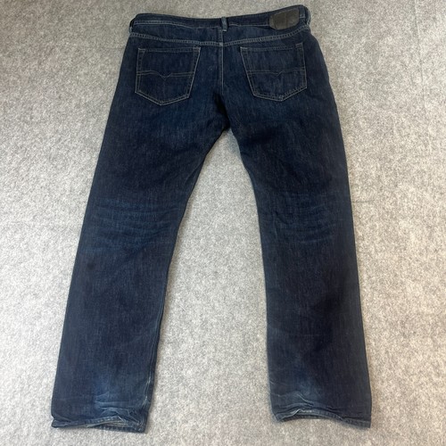Jeans Diesel Buster Para Hombres 38 32 Ajustados Cónicos Azul Lavado Oscuro Bigotes 0823K - Imagen 2 de 13