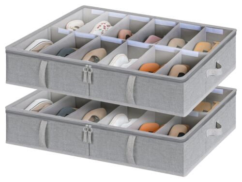 Under Bed Shoe Storage Organizer Underbed Shoes Container with Adjustable