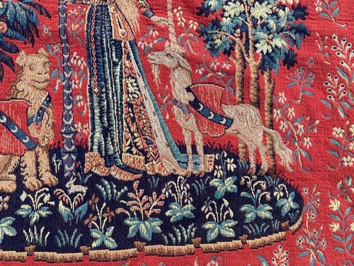 Tapiz francés vintage de 3x4 pies para colgar en la pared La dama unicornio decoración tradicional - Imagen 3 de 11