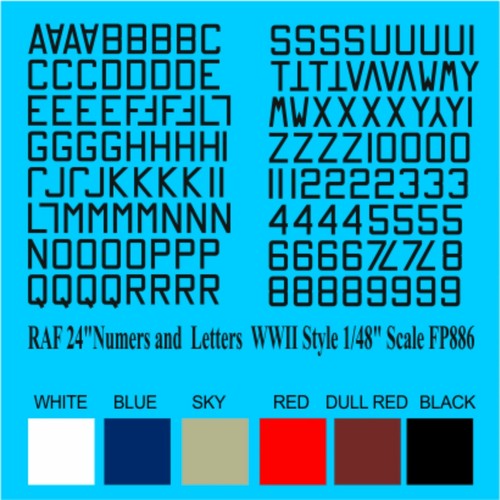Fantasy Printshop Decalcomanie Raf Numeri e Lettere 61cm WW11 Dullred 1/48 - Bild 2 von 3