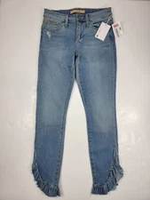 NWT JOE'S Jeans The Icon Skinny Ankle Jeans Women's Size 25 Mid Rise Ruffled Hem