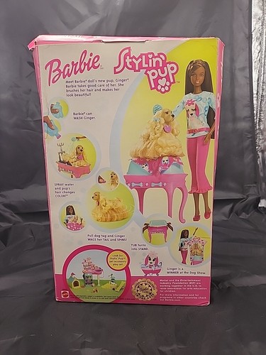 Barbie cachorro Stylin pelo oscuro con perro jengibre afroamericano lanzamiento raro - Imagen 2 de 6