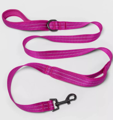 NEW Boots & Barkley Comfort Grip Reflective Double Stitch 6' Dog Leash Pink XS/S