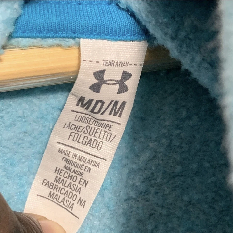 Sudadera con capucha Under Armour azul claro polar calce suelto para mujer mediana Foto 3 de 4