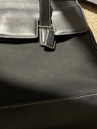 Black Coach Signature Fabric Leather Work Shoulder Bag - Picture 13 of 19