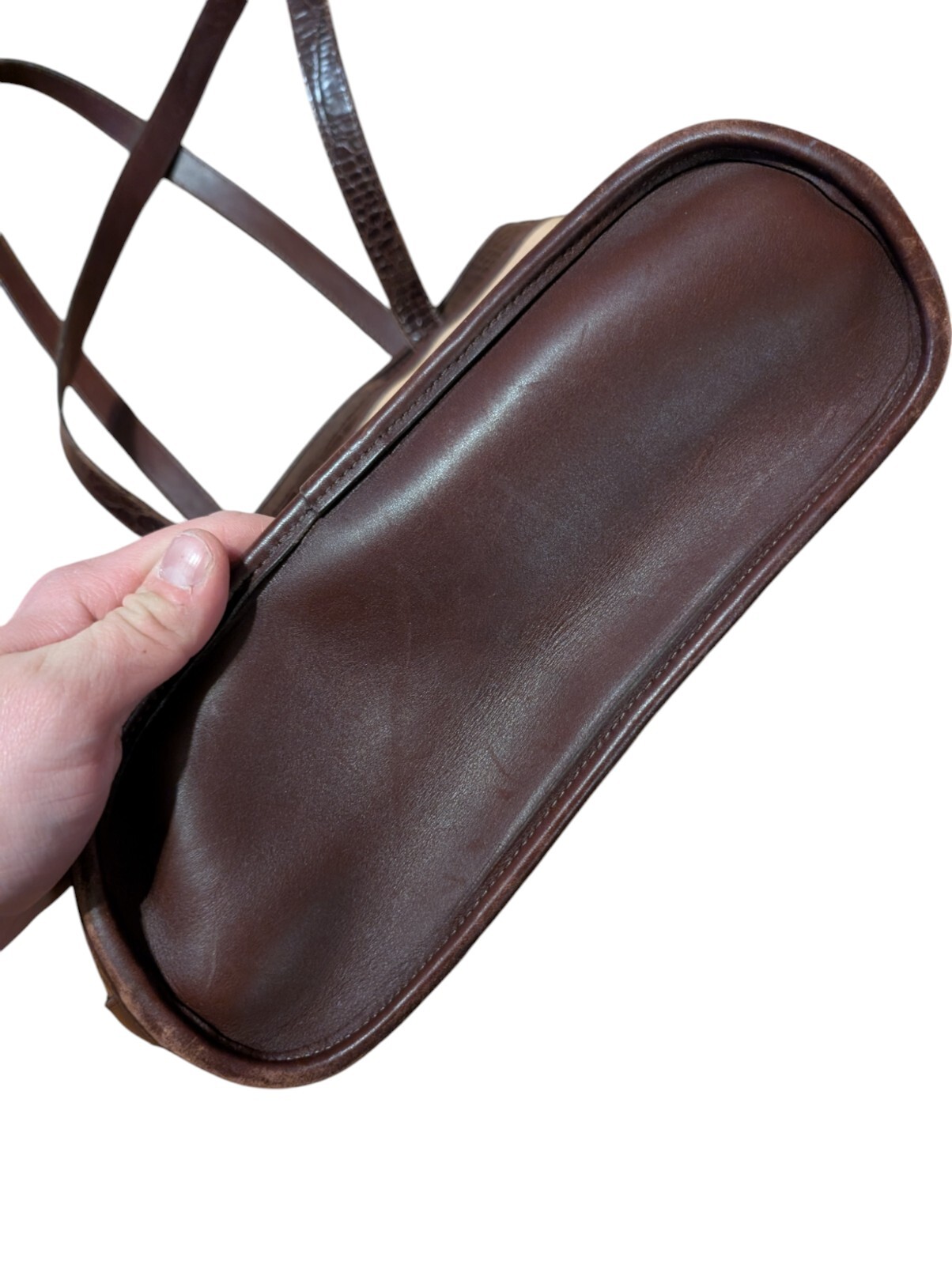 PONY Borsa a mano grande vintage BRIGHTON tela pelle borsa fibbie argento