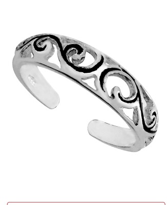 NWT STERLING SILVER TOE RING  Scroll G22