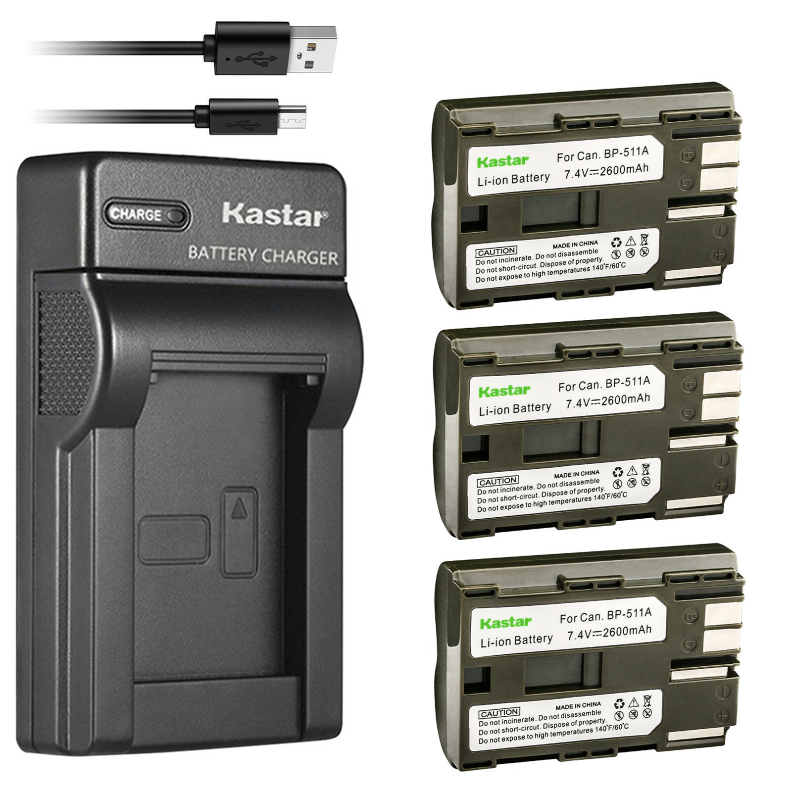 Kastar Battery Slim Charger for Canon BP511 CB5L Canon EOS 5D EOS 10D
