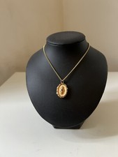 Pendentif cassolette plaqué or vintage pierre rouge rubis