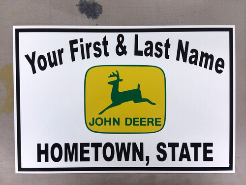 PERSONALIZED JOHN DEERE TRACTOR (NEW GENERATION) ALUMINUM NAME SIGN