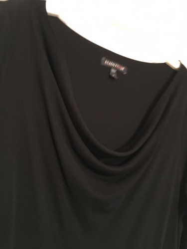 Eileen Fisher SMALL 3/4 Sleeve 100% Silk drape Neck Black Dress washable lined - Picture 4 of 11