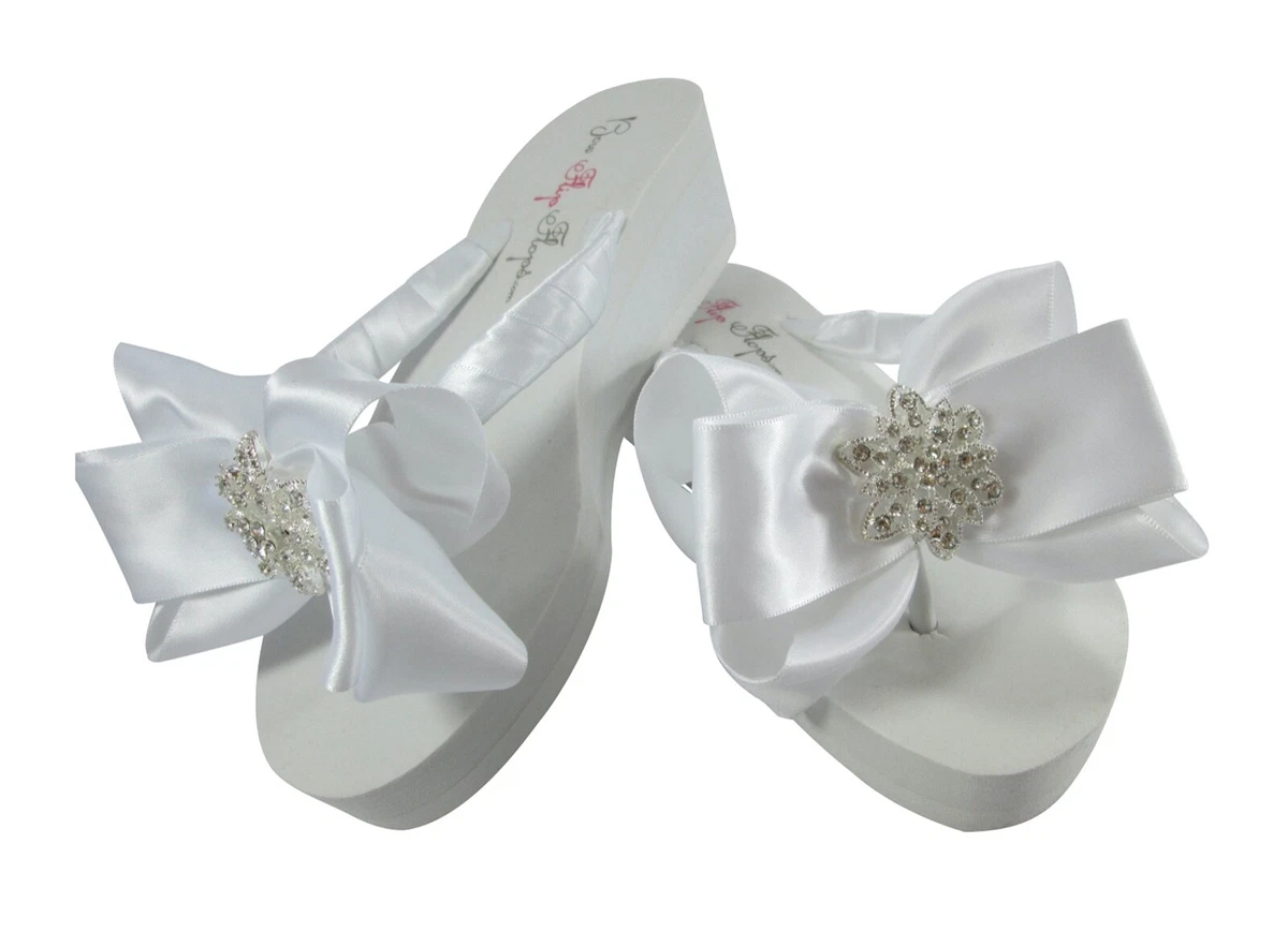 Ivory flip flops for bride outlet