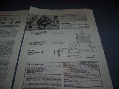VINTAGE..VECO 19-BB AIRCRAFT R/C ENGINE.1-VIEWS/GRAPHS/SPECS..RARE