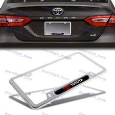 For 1PCS TOYOTA Black Silver Stainless Steel Metal License Plate Frame Brand New