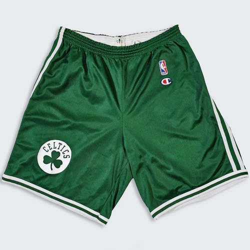Boston Celtics Vintage 90s Champion Basketball Shorts - Green Uniform Bottoms - Picture 1 of 6