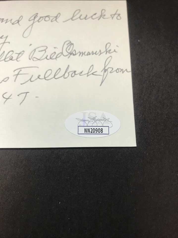 BILL OSMANSKI BEARS HOLY CROSS SIGNED 3x5 INDEX CARD WAR HEROJSA CERTIFIED AUTO - Image 3 of 4