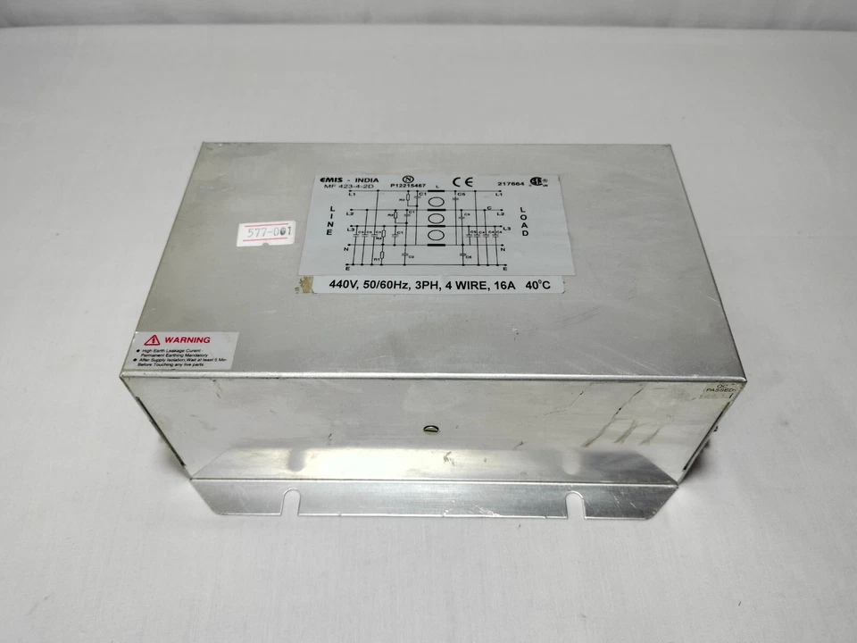 EMIS MF 423-4-2D MF42342D EMI Line Filter 3PH 36A 440VAC 50/60Hz Made in India - Image 2 of 4