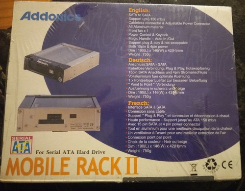 Addonics Mobile Rack II ATA Computer Hard Drive Case Lockable Durable Secure - Picture 3 of 3
