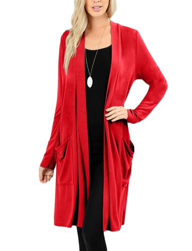 NE PEOPLE Damen Basic Langarm vorne offen lässig Taschen Cardigan NEUJ1440 - Bild 14 von 125