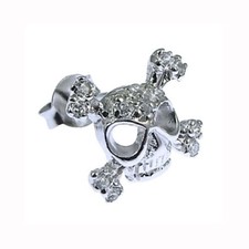 NEW Men's Sterling 925 Silver and CZ Skull Stud UK Quality Earring 11 x 12mm 