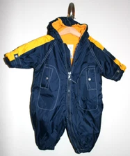 Baby Gap Boys Full Body Bunting Winter Snowsuit Hooded Zip Closure Blue 3-6 Mos.
