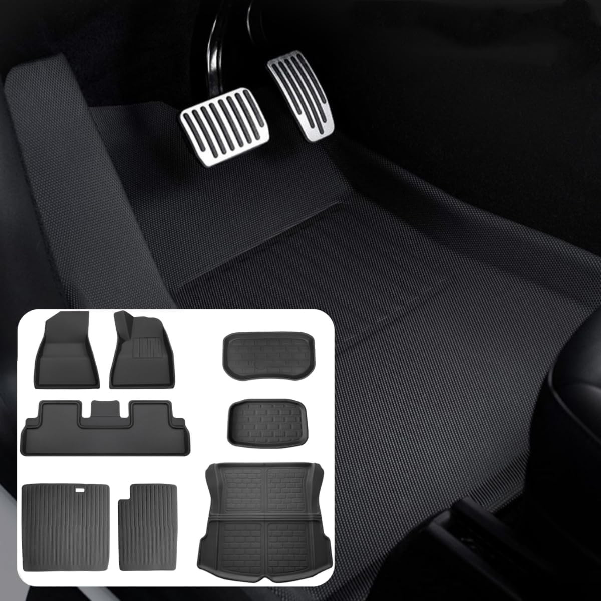 8 Pieces XPE Tesla Model 3 Floor Mats 2024-2025, All Weather Floor Mats 2024-202