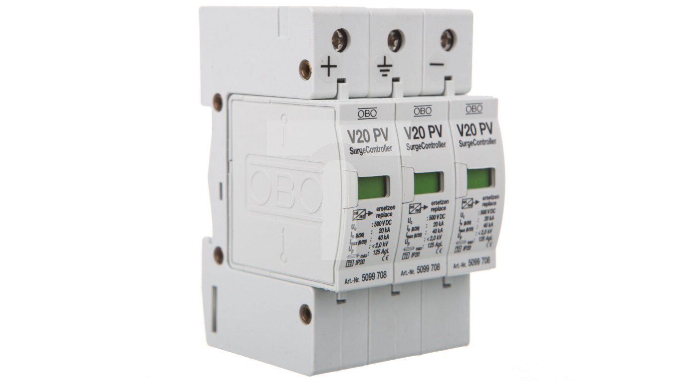 PV surge arrester 1000V DC Type 2 C 3P 20kA 4kV V20-C 3-PH-1000 5094608 /T2UK