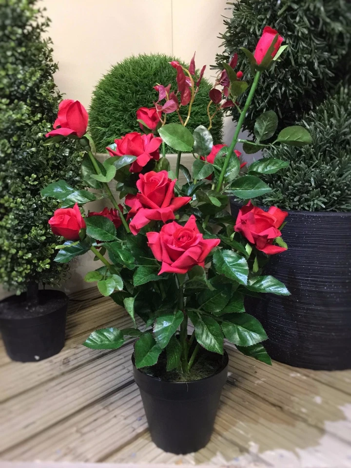 Best Artificial 2ft 65cm Rose Plant Garden Office Conservatory Outdoor or Indoor