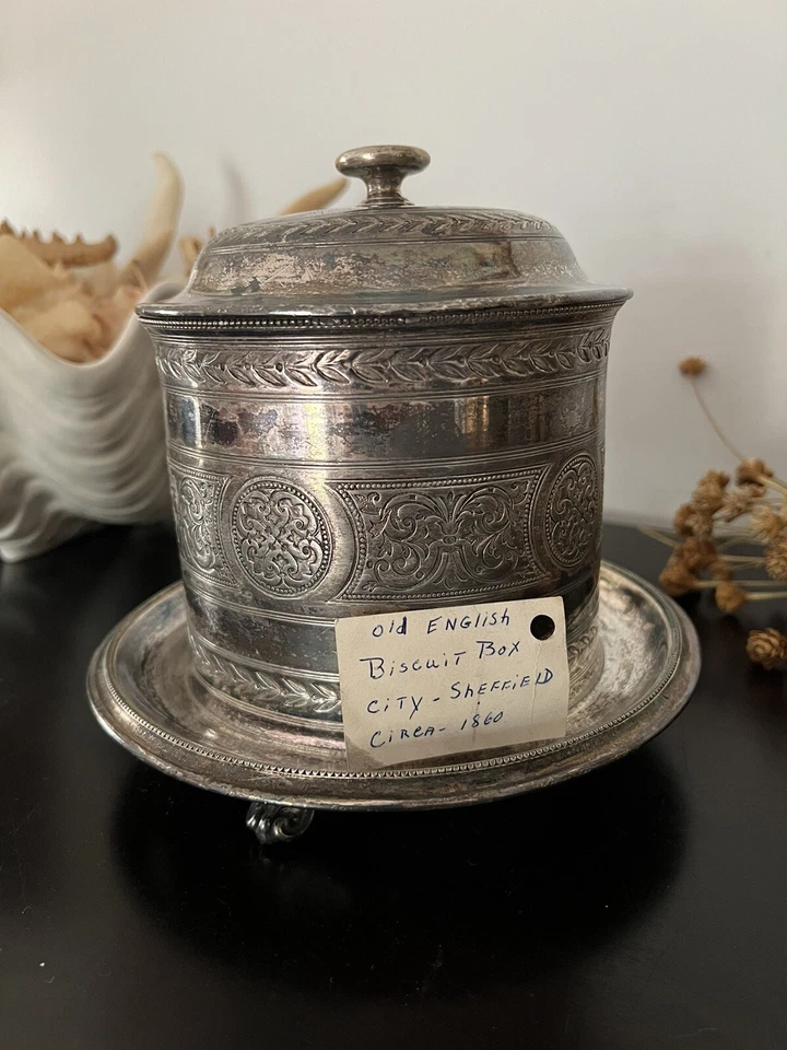 CAJA GALLETAS TABACO. COBRE PLATEADO. SHEFFIELD INGLATERRA. CIRCA 1860 Foto 4 de 4