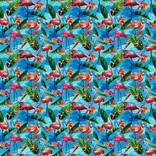 Fabric Flamingo Fabulous on Turquoise PBSTUDIO Cotton 1/4 yard 120-208921