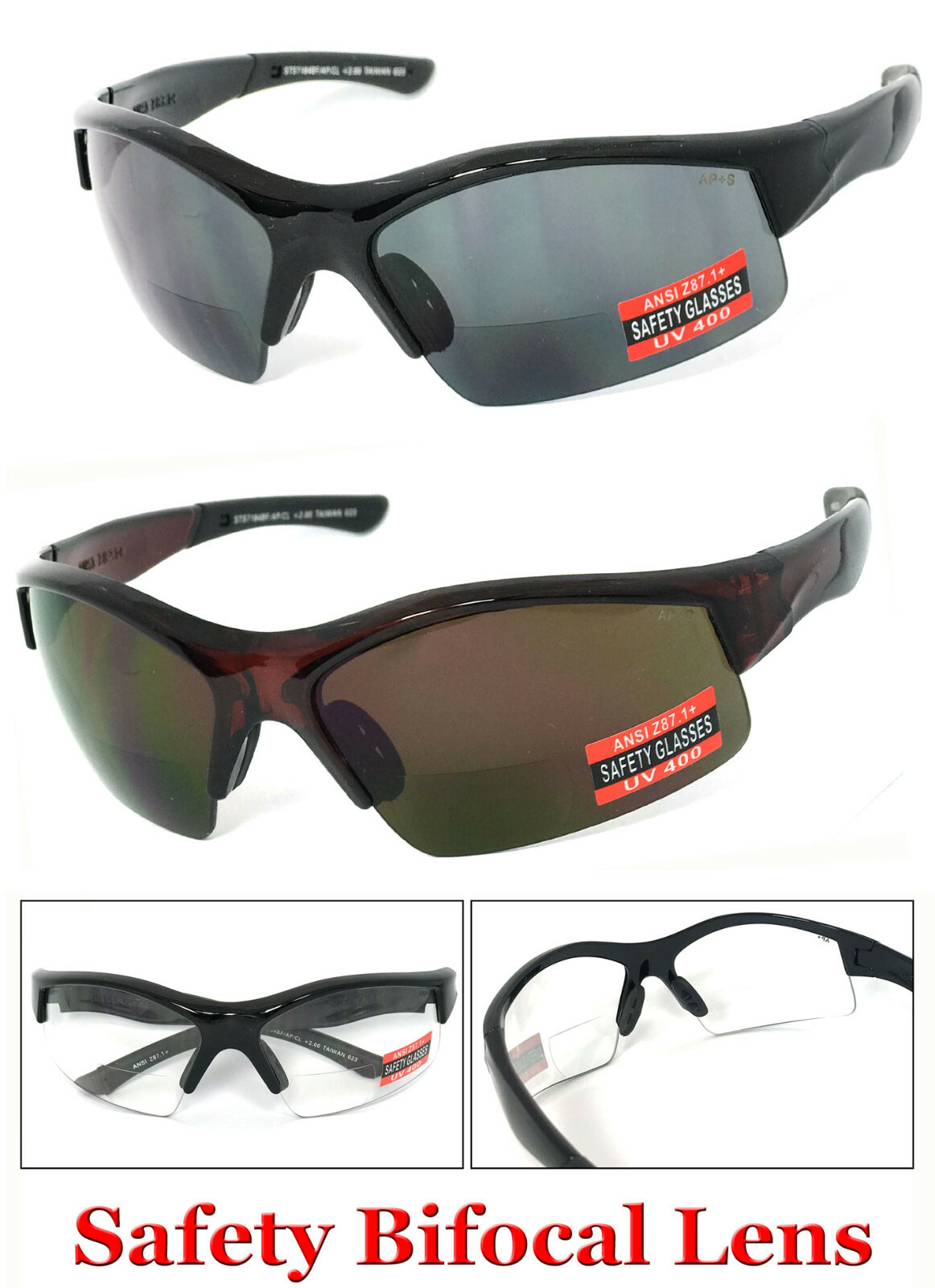 Clip Occhiali Da Sole Occhiali Di Sicurezza Da Lettura ANSI Z87 U6 Lenti Da 1 00 A 1071946 - Foto 3