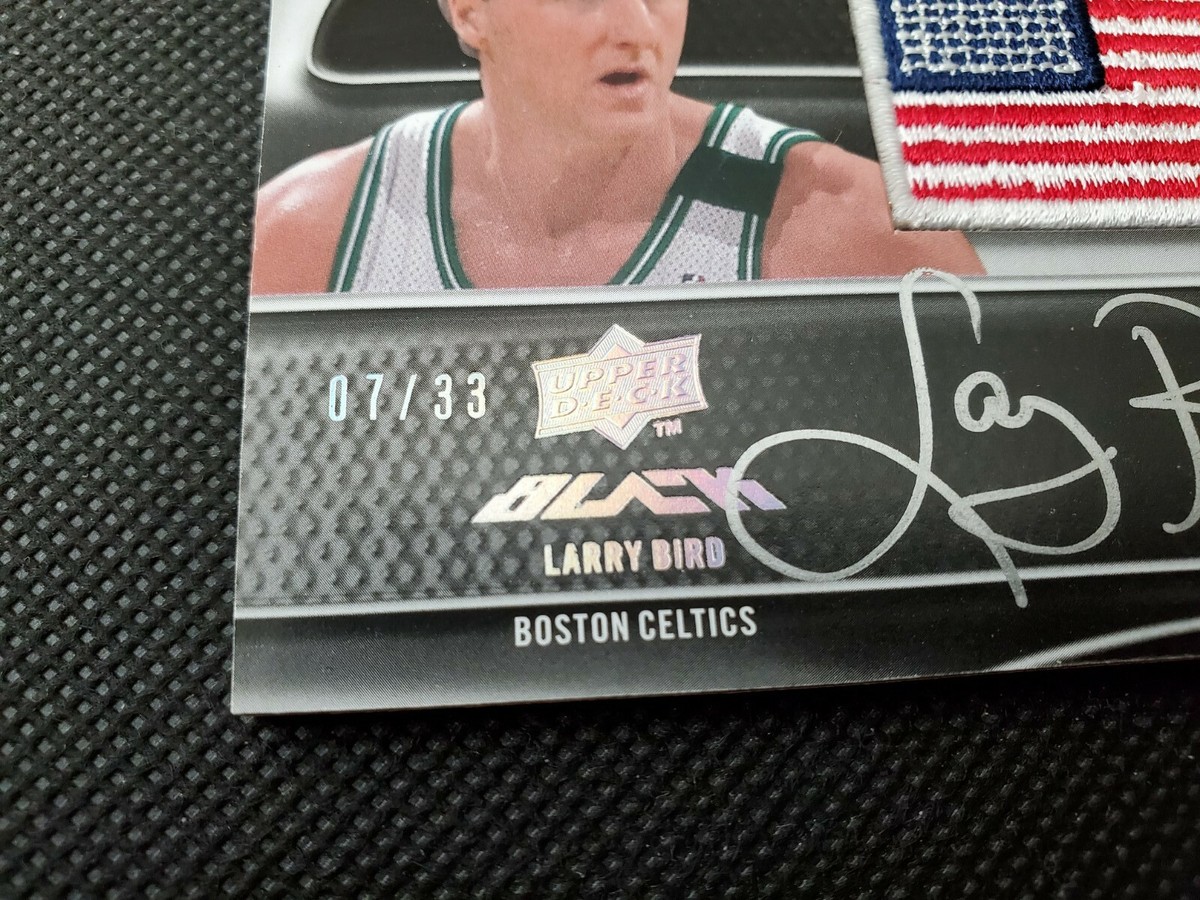 2008-09 LARRY BIRD UD BLACK FLAG AUTO SP PATCH INSERT #7/33 UPPER 