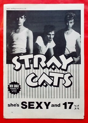 STRAY CATS SHE'S SEXY AND 17 POSTER ADVERT N.M.E. 1983 30 cm x 42.5 cm
