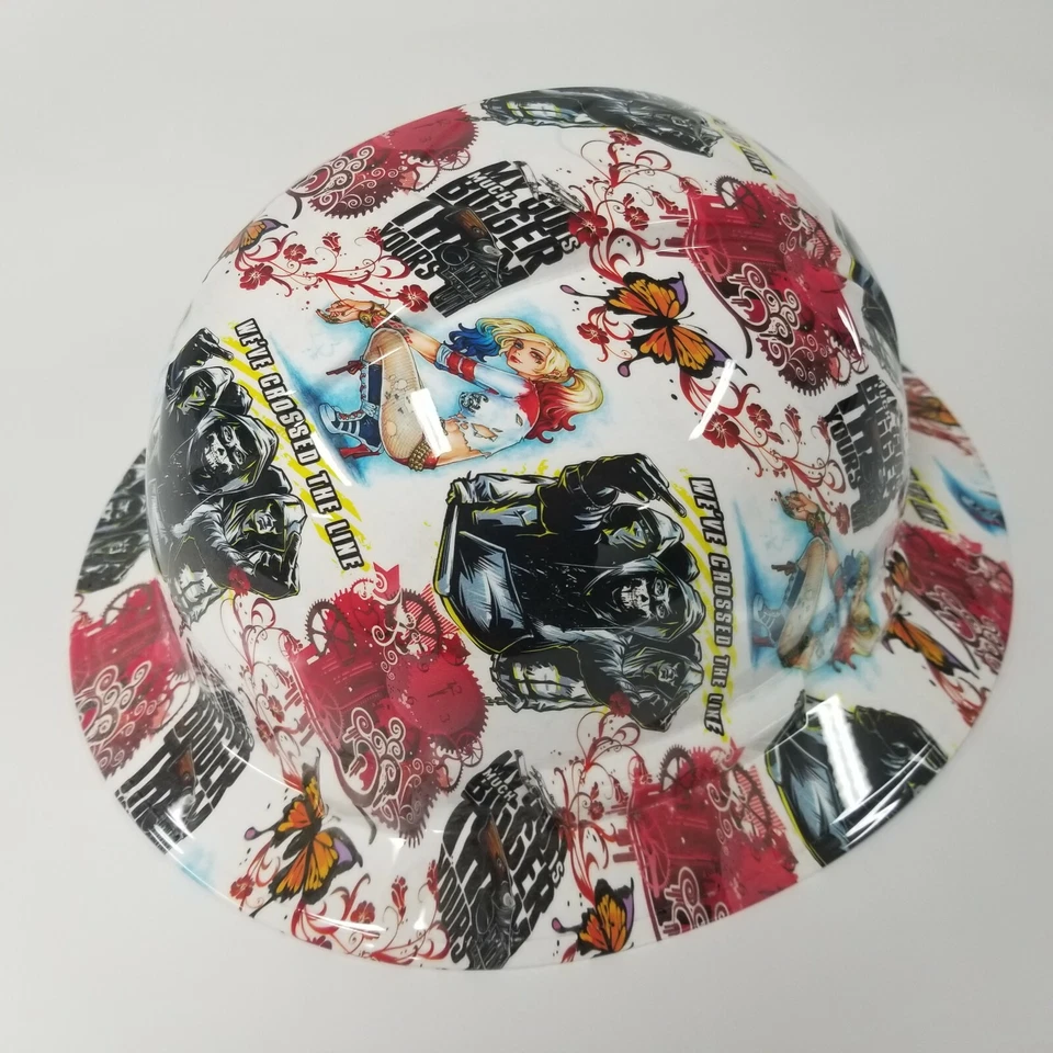 NEW FULL BRIM Hard Hat custom hydro dipped  Harley Quin,  my gun is bigger - Image 3 of 4