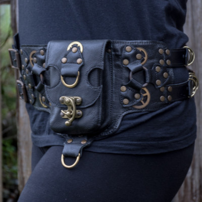 Leder Utility Gürteltasche Goth Biker Vintage Steampunk Festival Bauchtasche.