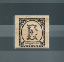 Brand New Vintage Craft Smart Wooden Rubber Stamp "Happy Easter Block"