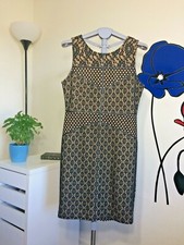 FOREVER 21 WOMEN'S SIZE L LACE SHEATH DRESS BLACK OVER CREAM