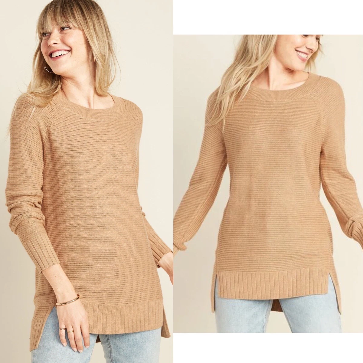 NWOT Old Navy Camel Knit Tunic Sweater size medium