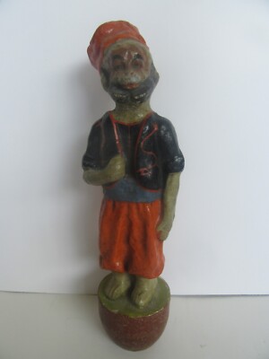 RARE Antique Circus Performer ? Paper Mache & Wood Figurine Toy